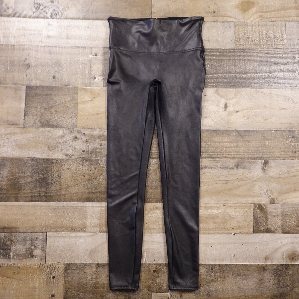 Spanx Faux Leather Leggings Women’s Medium Black High Rise Moto Chic